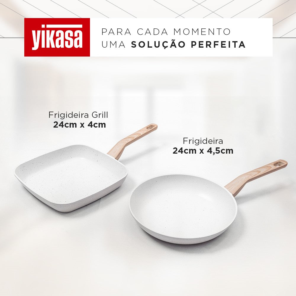 Jogo de Panelas Premium com Revestimento em Mármore Antiaderente 11 Peças Vanilla Yikasa