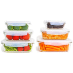 Kit 6 Potes de Vidro Borossilicato c/ Tampa Hermética Yikasa