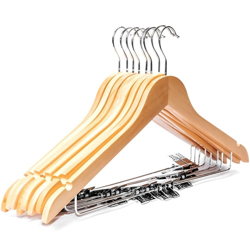 Kit 50 Cabides De Madeira Com Clipes Yikasa