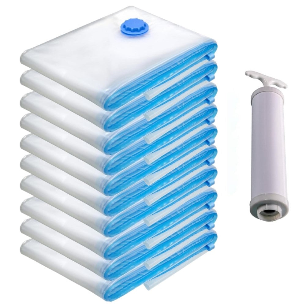 Kit 10 Sacos a Vácuo Pequenos 50x60cm + Bomba De Ar Yikasa