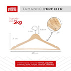 Kit 30 Cabides De Madeira Com Barra Antideslizante Yikasa