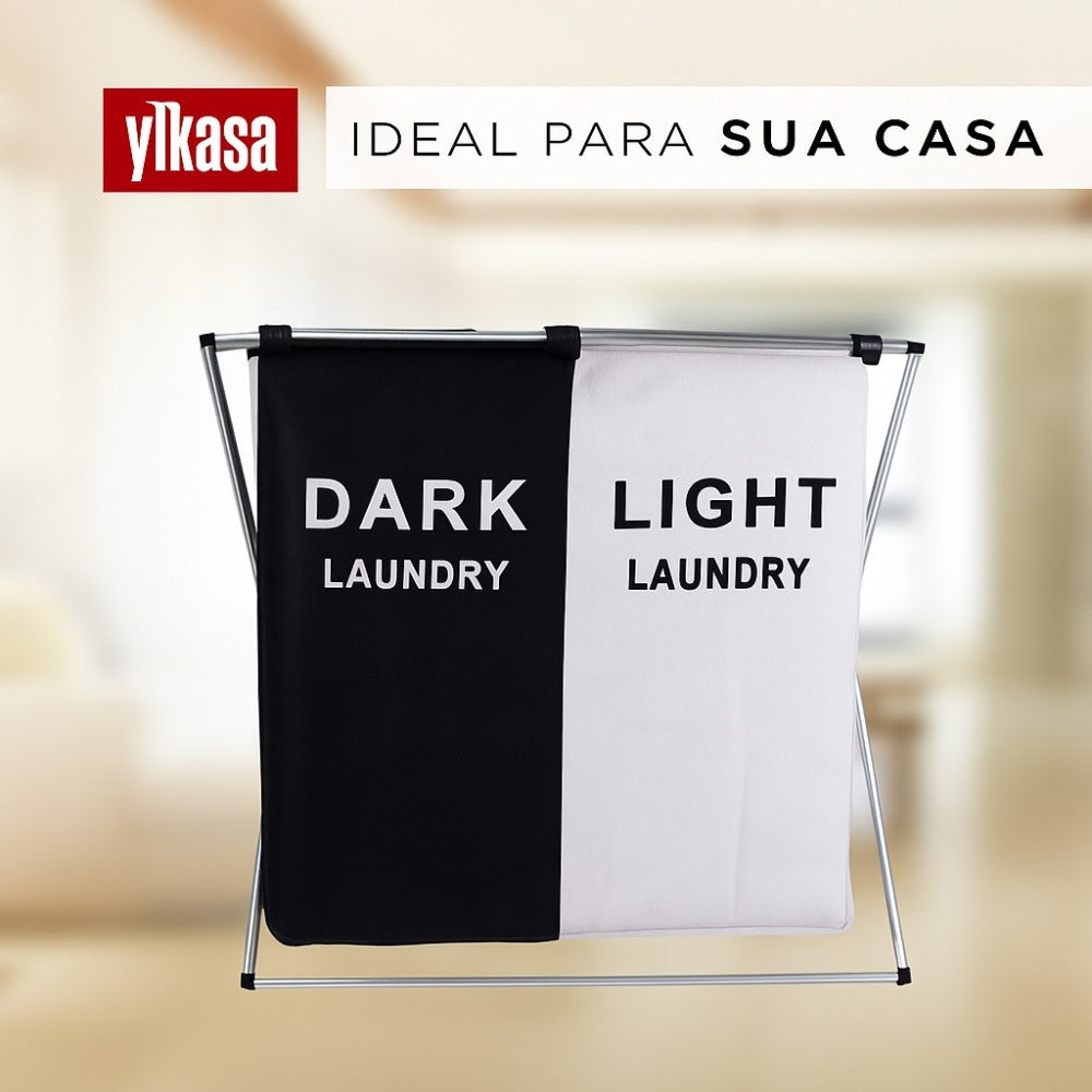 Cesto Organizador de Lavanderia Clean Duplo Yikasa
