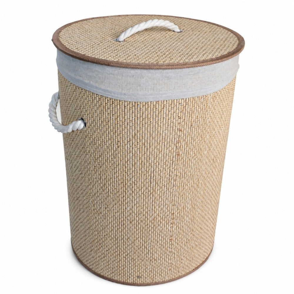 Cesto de Roupas Redondo de Bambu 50 Litros Yikasa