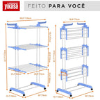 Varal De Chão Dobrável 3 Andares Azul Yikasa