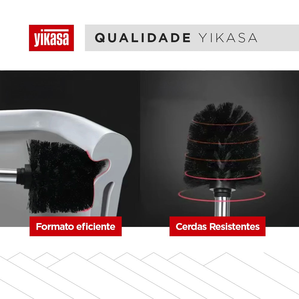 Escova Sanitária com Suporte e Tampa Inox Home Yikasa
