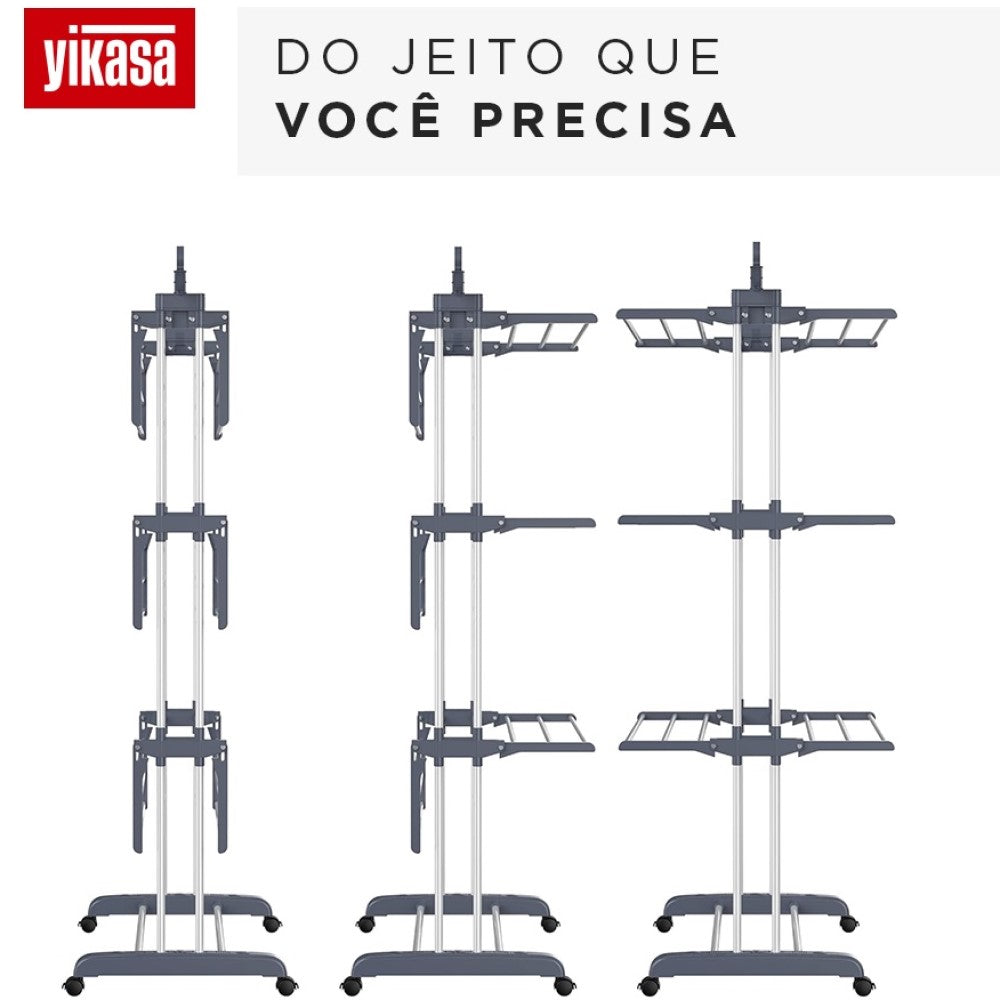 Varal De Chão Dobrável 3 Andares Cinza Yikasa