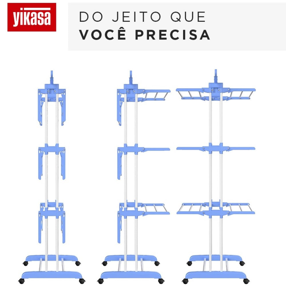 Varal De Chão Dobrável 3 Andares Azul Yikasa