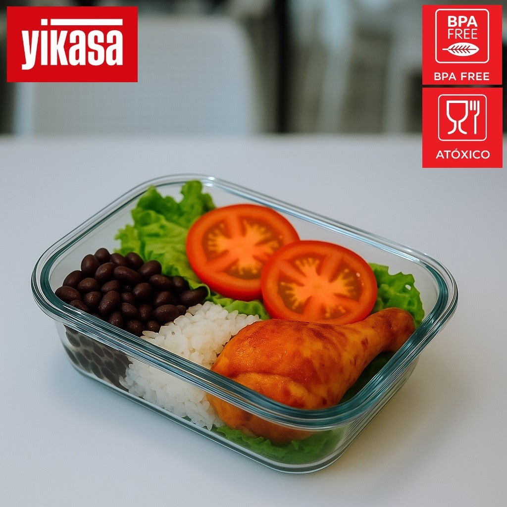 Kit 6 Potes de Vidro Borossilicato Tampa Hermética Verde Yikasa