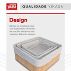 Kit Com 3 Organizadores De Bambu Quadrados Yikasa