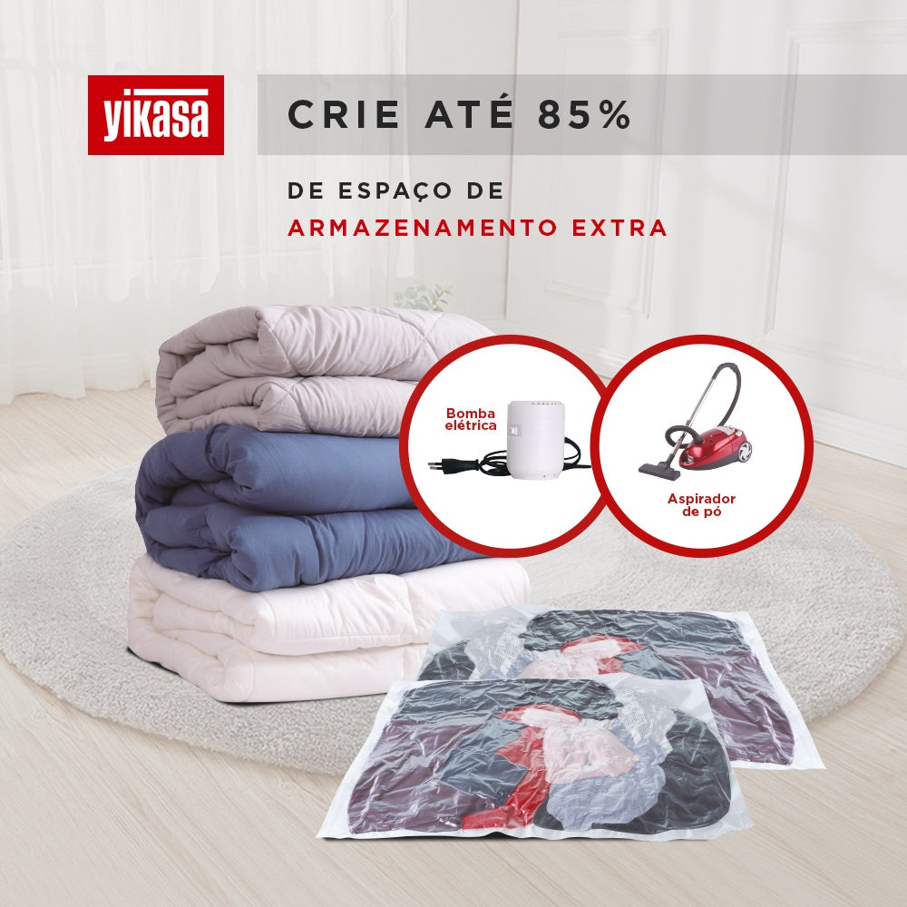 Kit 5 Sacos a Vácuo Pequenos 50x60cm + Bomba De Ar Yikasa