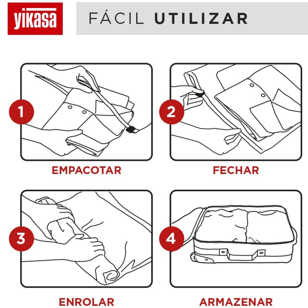 Kit 5 Sacos a Vácuo Pequenos 50x60cm + Bomba De Ar Yikasa