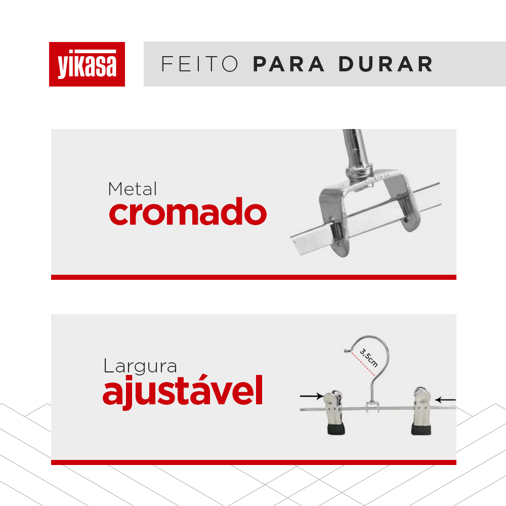 Kit 10 Cabides Cromados Para Calças Yikasa