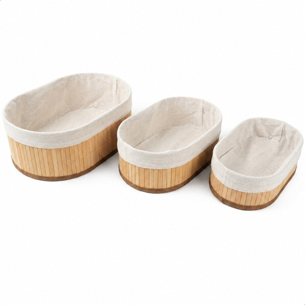 Kit Com 3 Organizadores De Bambu Ovais Yikasa