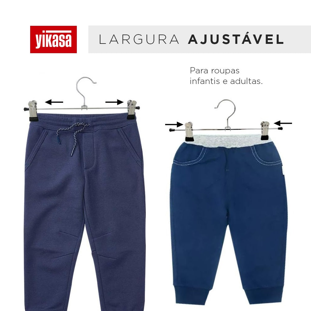 Kit 10 Cabides Cromados Para Calças Yikasa