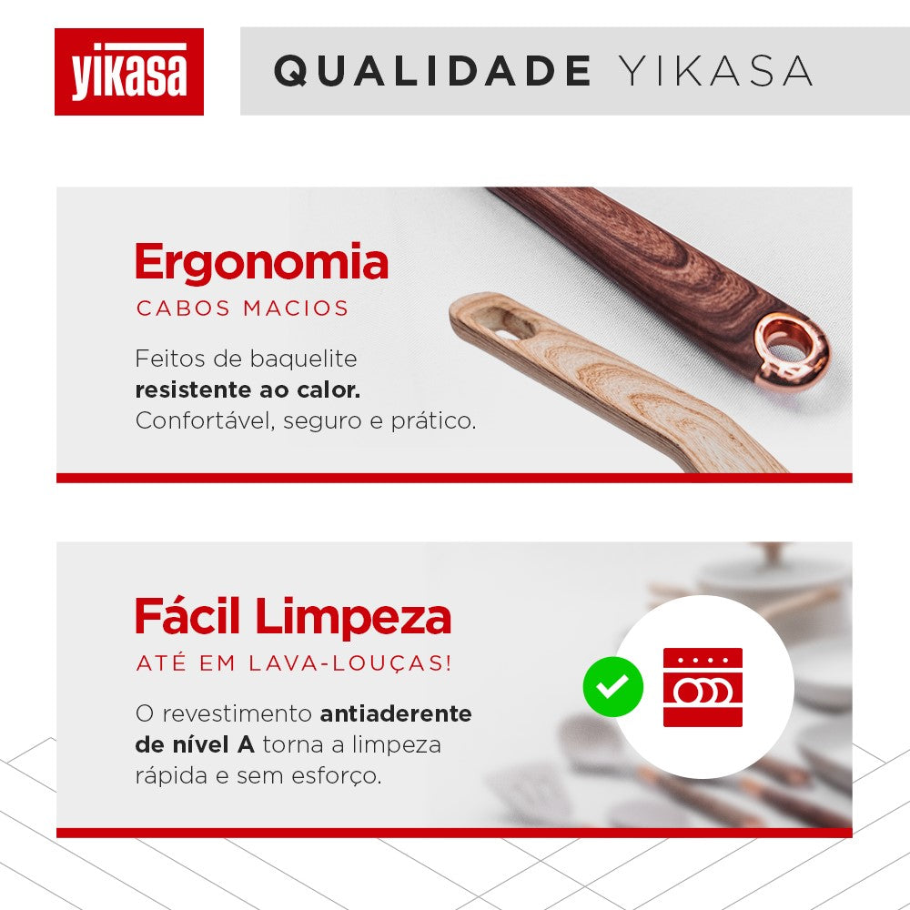 Jogo de Panelas Premium com Revestimento em Mármore Antiaderente 13 Peças Vanilla Yikasa