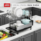 Escorredor de Louça Inox com Porta-Talheres e Bandeja Coletora Plus Yikasa