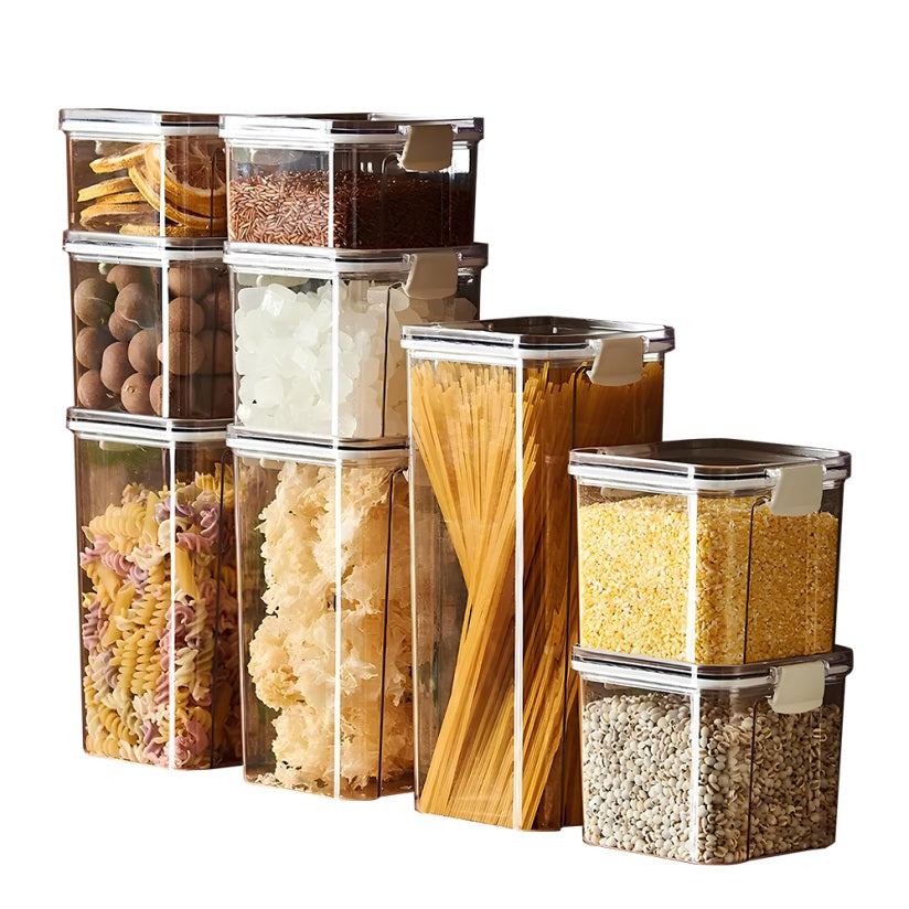 Kit 12 Potes de Mantimento Herméticos em Acrílico Branco Yikasa