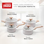 Jogo de Panelas Premium com Revestimento em Mármore Antiaderente 13 Peças Vanilla Yikasa