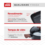 Jogo de Panelas Premium com Revestimento em Mármore Antiaderente 11 Peças Preto Yikasa