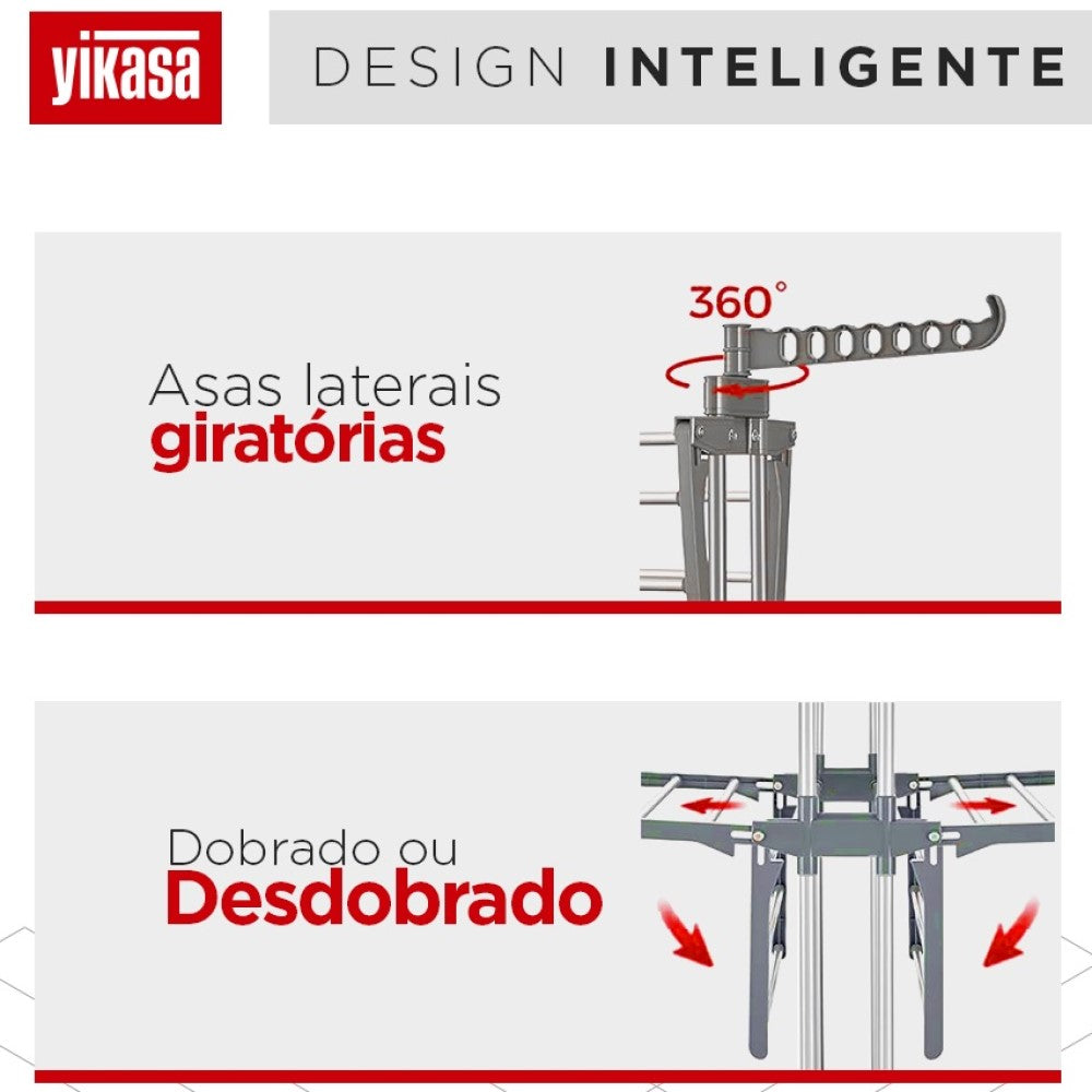 Varal De Chão Dobrável 3 Andares Branco Yikasa