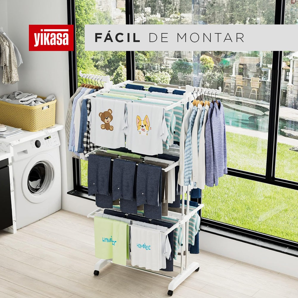 Varal De Chão Dobrável 3 Andares Branco Yikasa