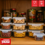 Kit 9 Potes de Vidro Borossilicato Tampa Hermética Yikasa