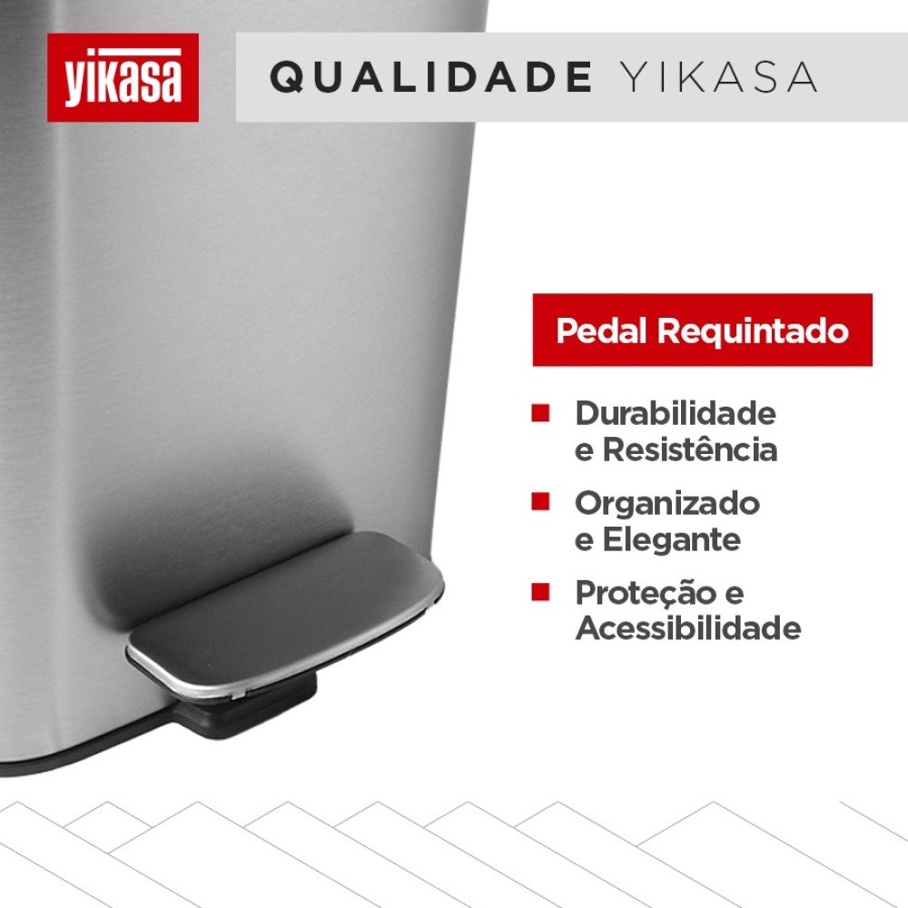 Lixeira com Pedal 3 Litros Inox Home Yikasa