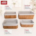 Kit Com 4 Organizadores De Bambu Yikasa
