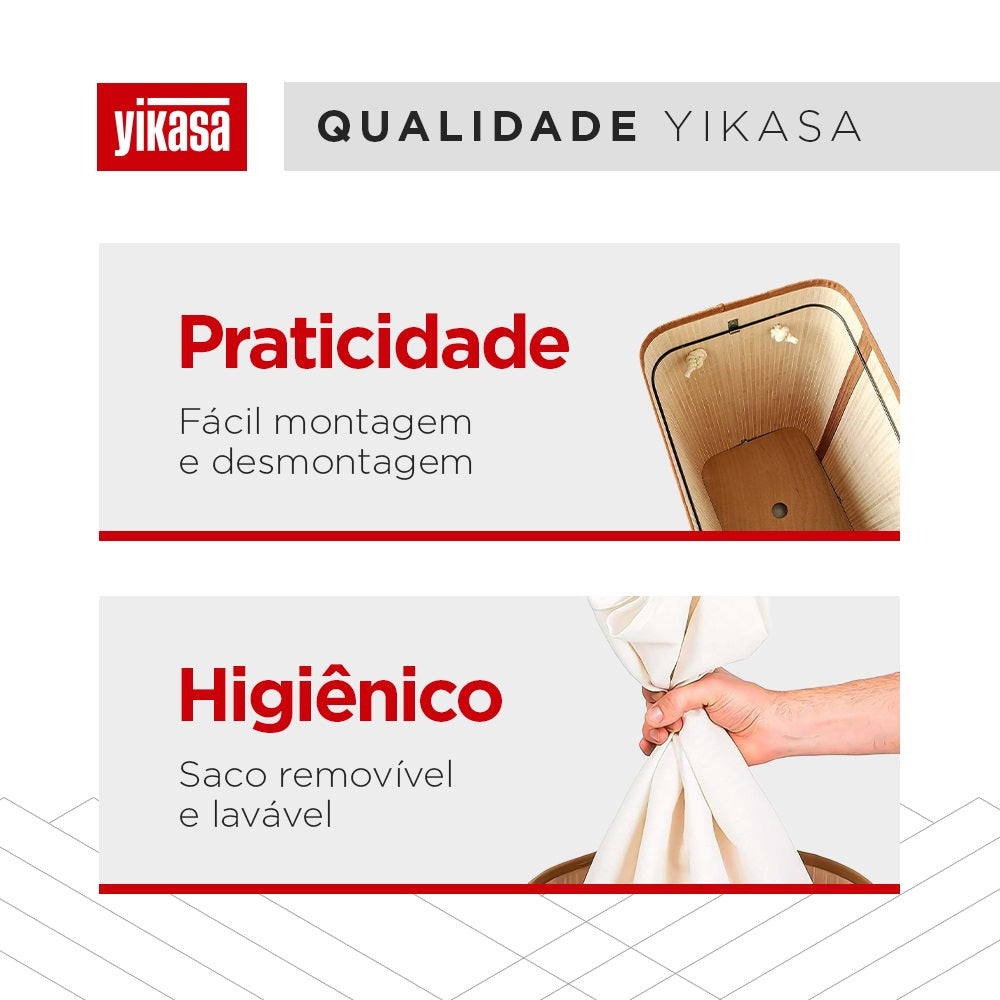 Cesto De Roupas De Bambu 70 Litros Yikasa
