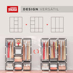 Guarda Roupas Desmontável Com 8 Divisores Cinza Yikasa