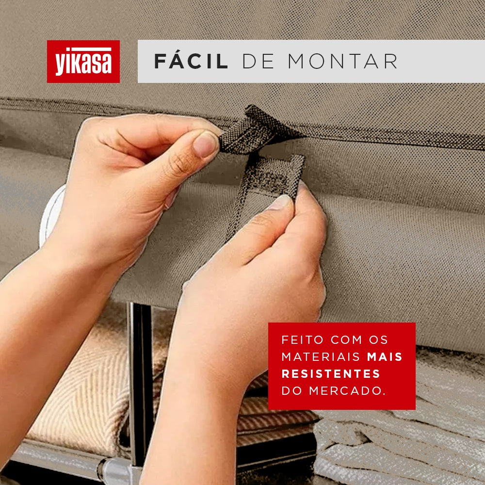 Guarda Roupas Desmontável Com 8 Divisores Bege Yikasa