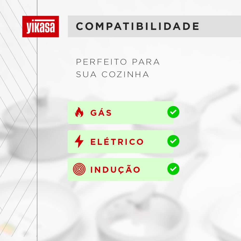 Jogo de Panelas Premium com Revestimento em Mármore Antiaderente 11 Peças Preto Yikasa