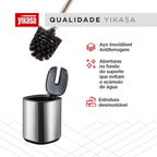 Escova Sanitária com Suporte e Tampa Inox Home Yikasa