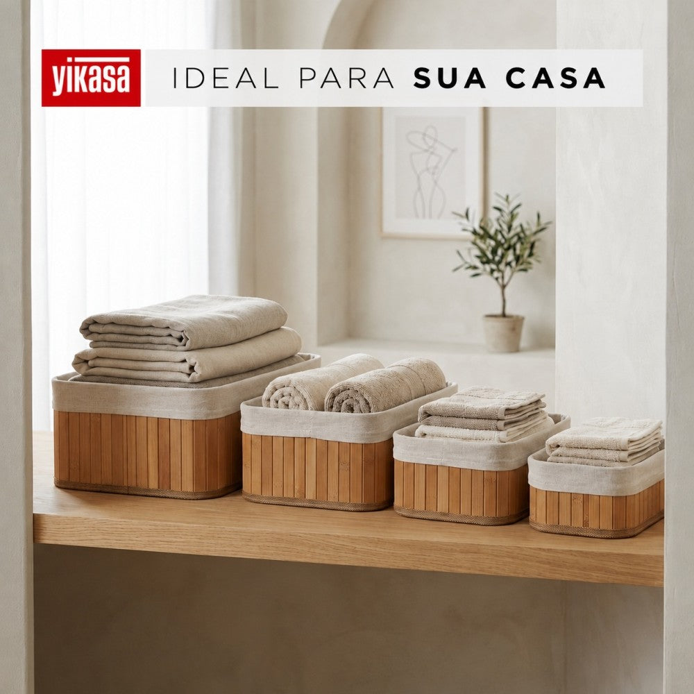 Kit Com 4 Organizadores De Bambu Yikasa