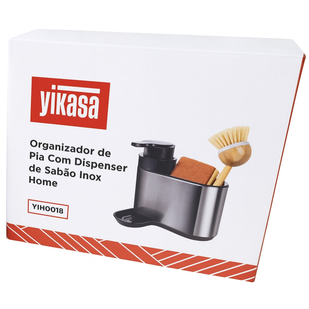 Organizador de Pia Com Dispenser de Sabão Inox Home Yikasa