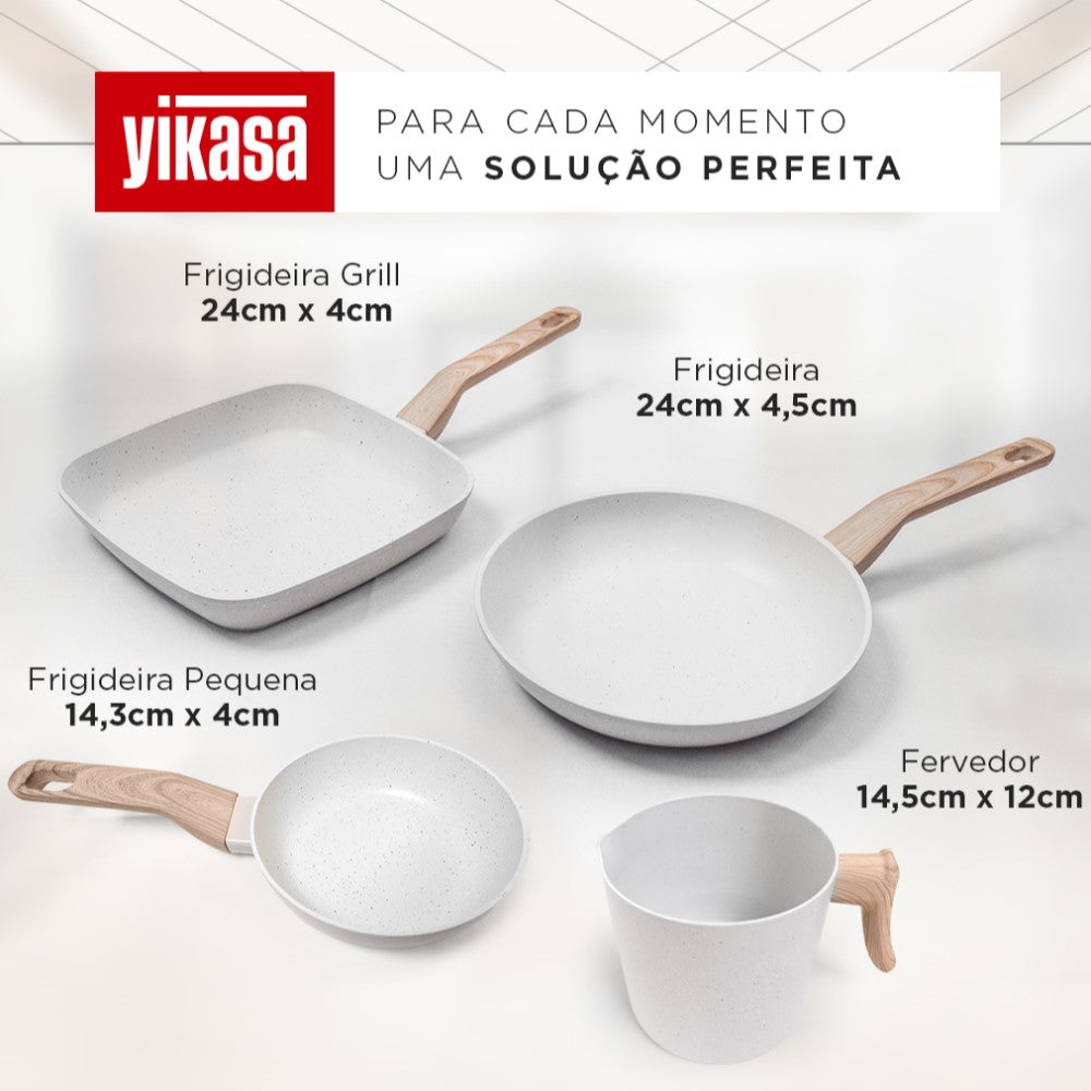 Jogo de Panelas Premium com Revestimento em Mármore Antiaderente 13 Peças Vanilla Yikasa
