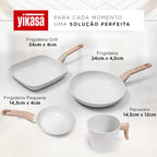 Jogo de Panelas Premium com Revestimento em Mármore Antiaderente 13 Peças Vanilla Yikasa