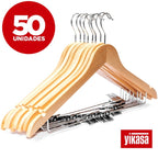 Kit 50 Cabides De Madeira Com Clipes Yikasa