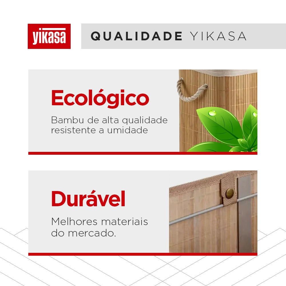 Cesto De Roupas De Bambu 50 Litros Yikasa