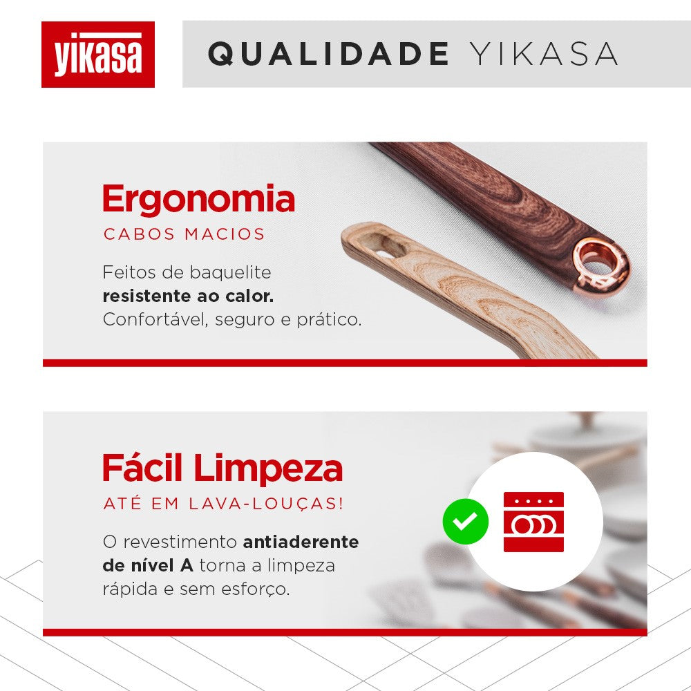 Jogo de Panelas Premium com Revestimento em Mármore Antiaderente 11 Peças Vanilla Yikasa