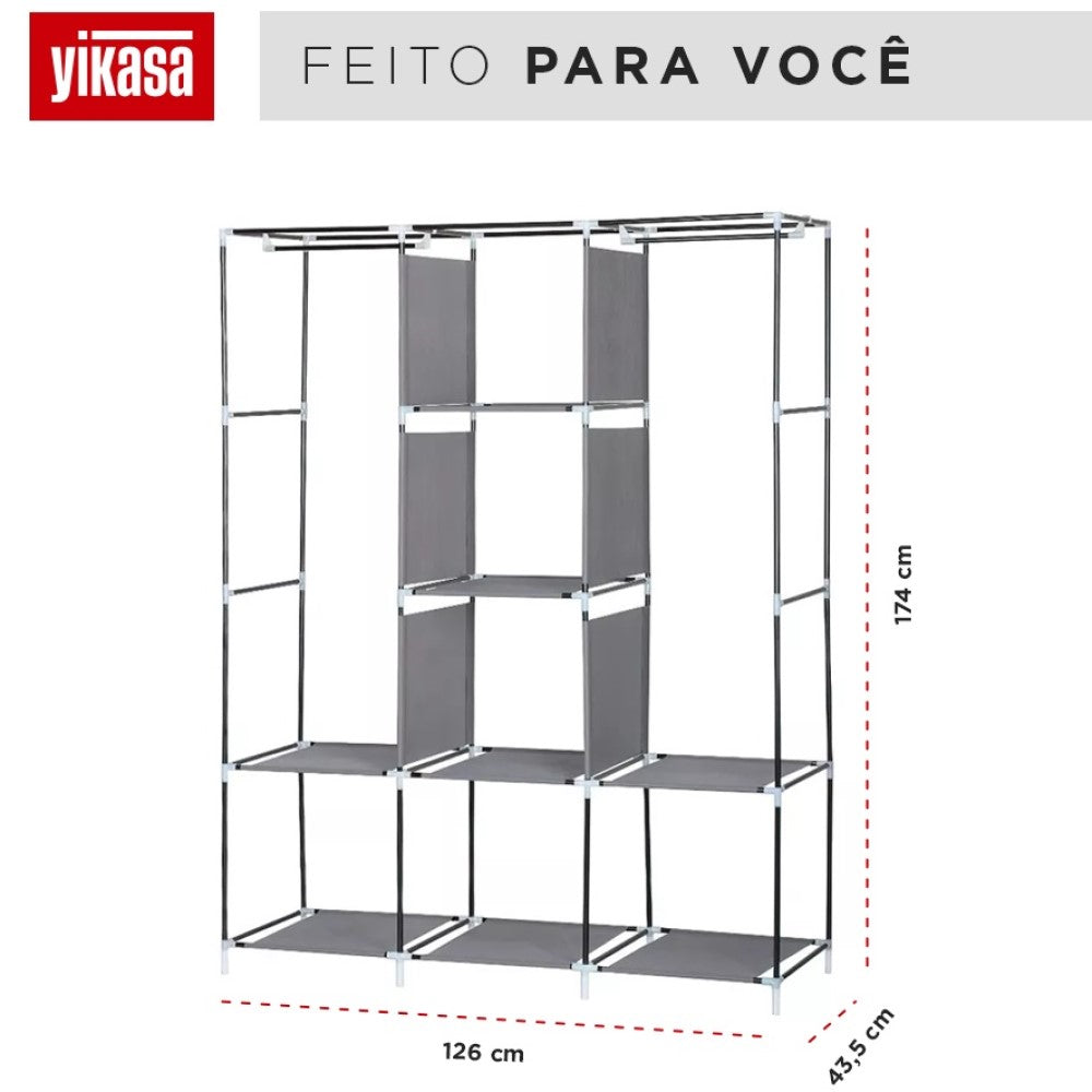Guarda Roupas Desmontável Com 8 Divisores Bege Yikasa