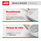 Jogo de Panelas Premium com Revestimento em Mármore Antiaderente 13 Peças Vanilla Yikasa