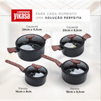 Jogo de Panelas Premium com Revestimento em Mármore Antiaderente 11 Peças Preto Yikasa