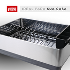 Escorredor de Louça Inox com Porta-Talheres e Bandeja Coletora Yikasa