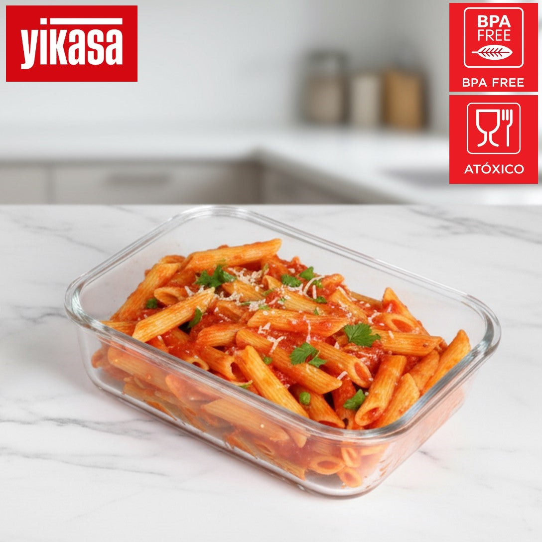 Kit 4 Potes de Vidro Borossilicato Tampa Hermética 640ml Yikasa