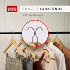 Kit 50 Cabides De Madeira Com Clipes Yikasa