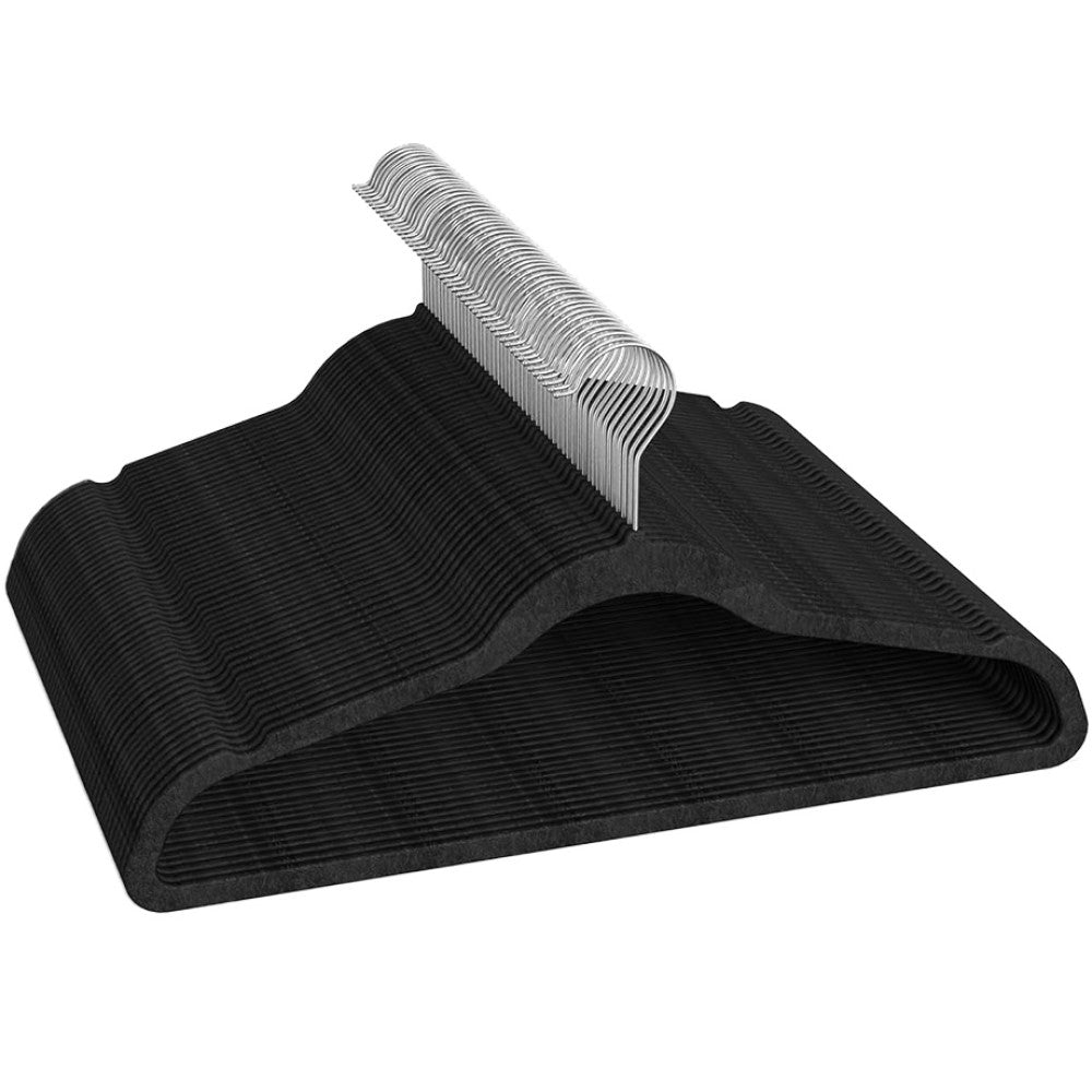 Kit 50 Cabides De Veludo Preto Yikasa