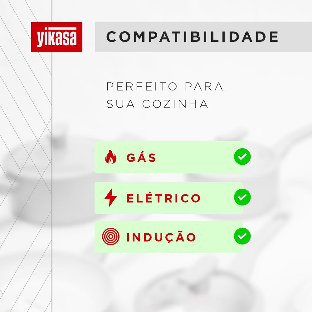 Jogo de Panelas Premium com Revestimento em Mármore Antiaderente 13 Peças Preto Yikasa