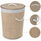 Cesto de Roupas Redondo de Bambu 50 Litros Yikasa
