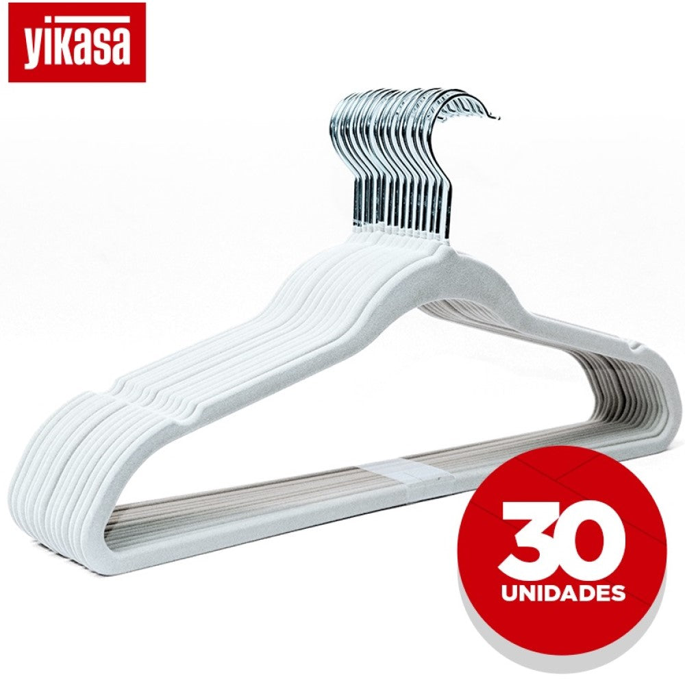 Kit 30 Cabides De Veludo Cinza Yikasa